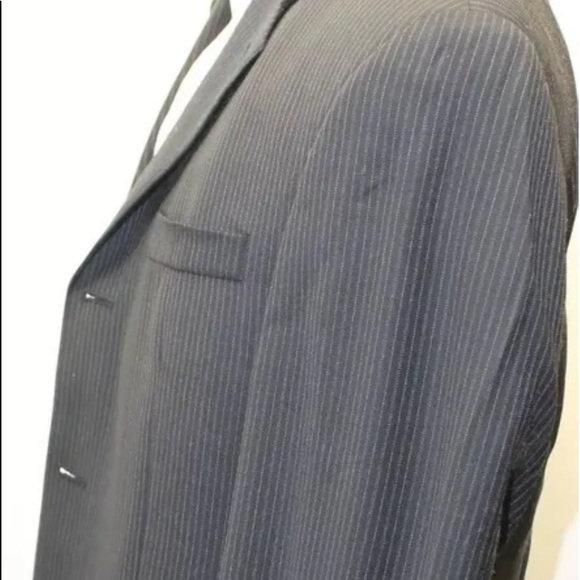 Calvin Klein Pin Stripe Black Blazer Lined Made In Canada 40R 100% Wool Men - Picture 11 of 13